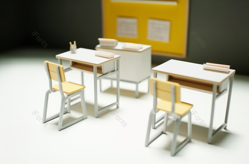 灰色教室白色玩具课桌教桌告示栏摄影图,高清,摄影图,摄影图片,图片大全,摄影图免费下载